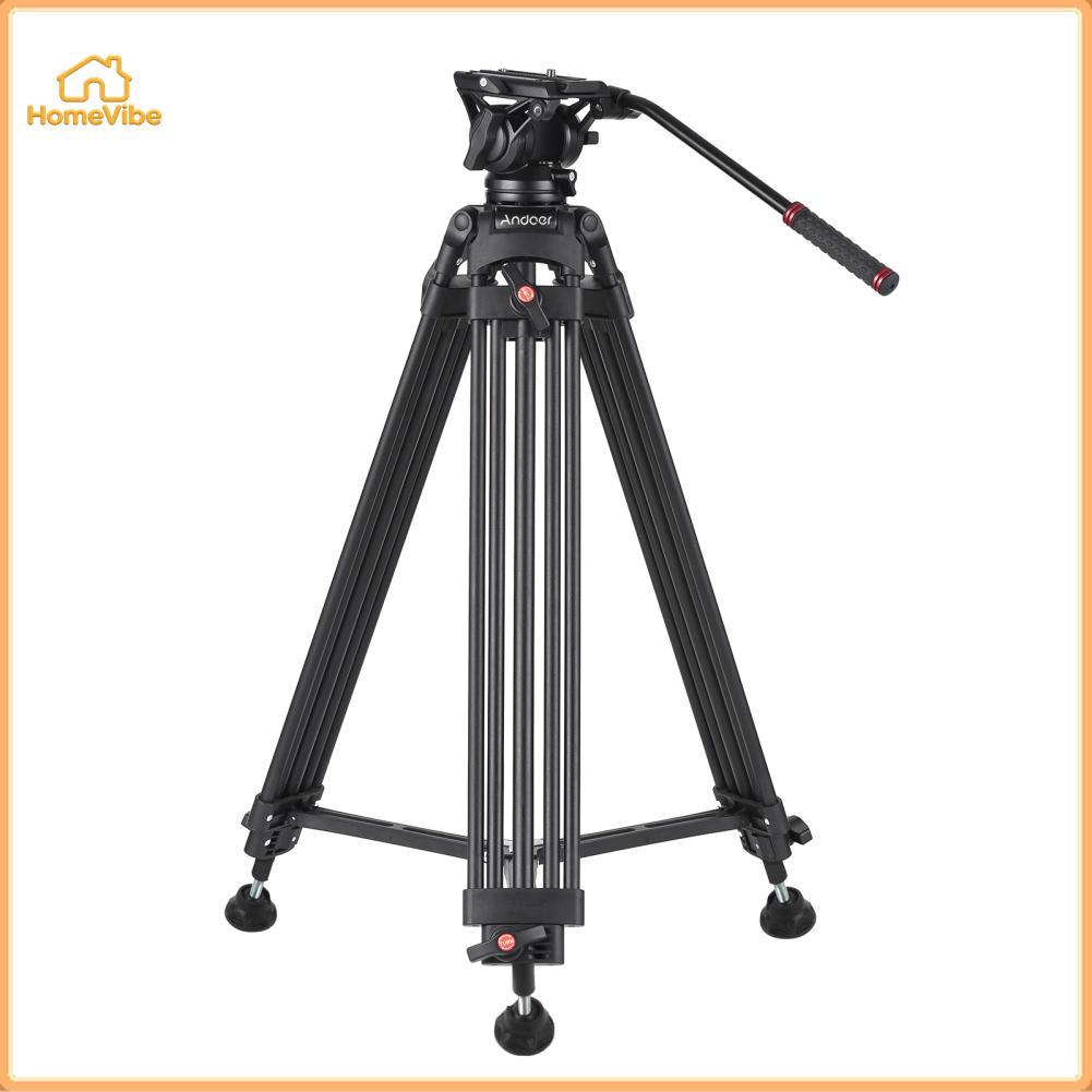 HomeVibe Andoer D1801 ขาตั้งกล้องถ่ายภาพมืออาชีพขาตั้งอลูมิเนียมอัลลอยด์ 360 ° Panorama Fluidไฮดรอลิ