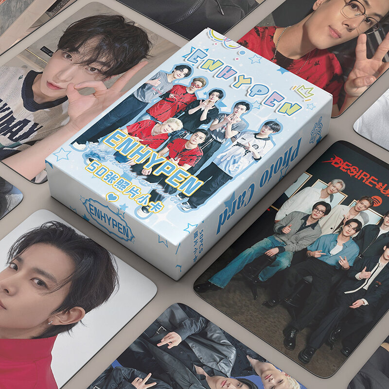 50 ชิ้น/กล่อง ENHYPEN เลเซอร์การ์ด Sunghoon JUNGWON SOO JAKE JAY LOMO การ์ดโฮโลแกรม Kpop อัลบั้ม