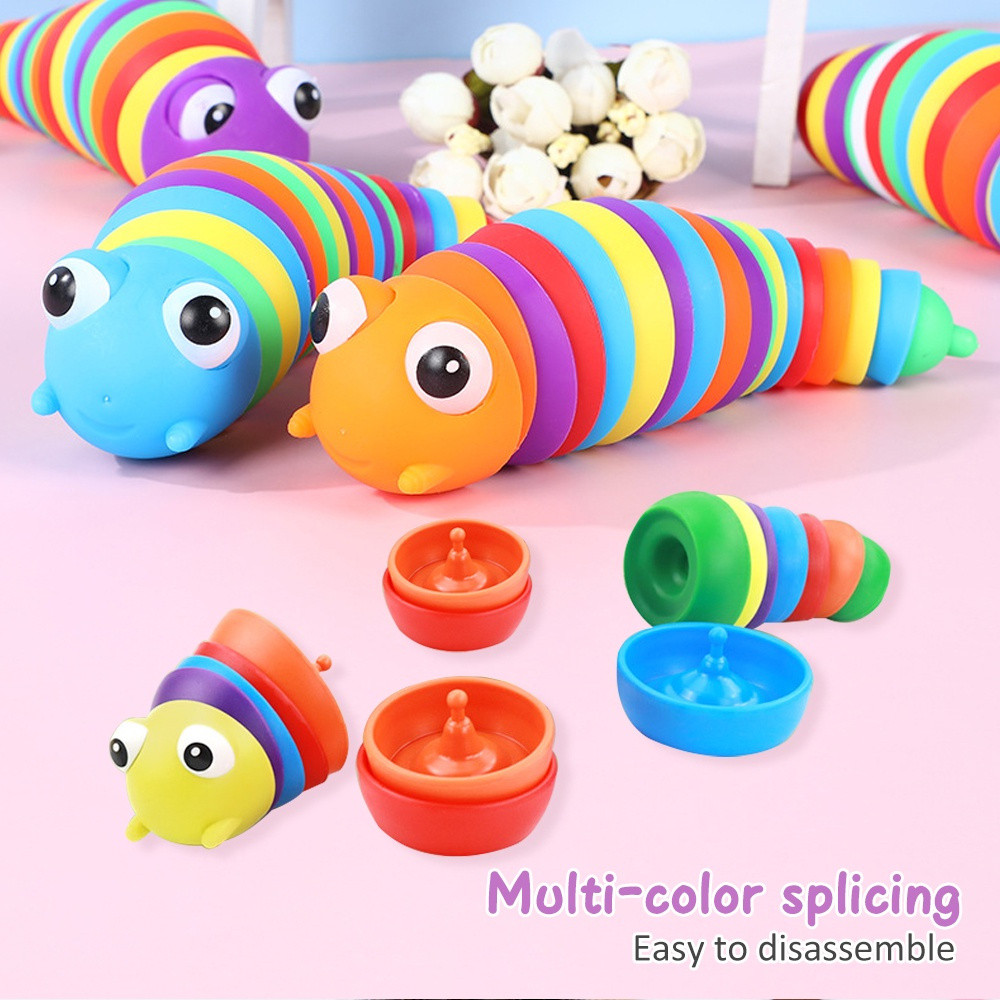 14.5 ซม./18 ซม.ของเล่นเพื่อการศึกษาสําหรับเด็ก Rainbow Caterpillar ของเล่นบรรเทาความเครียดการออกกําล