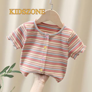 KIDSZONE เสื้อยืดเด็กผู้หญิง แบบ ติดกระดุมหน้า รุ่น A1817