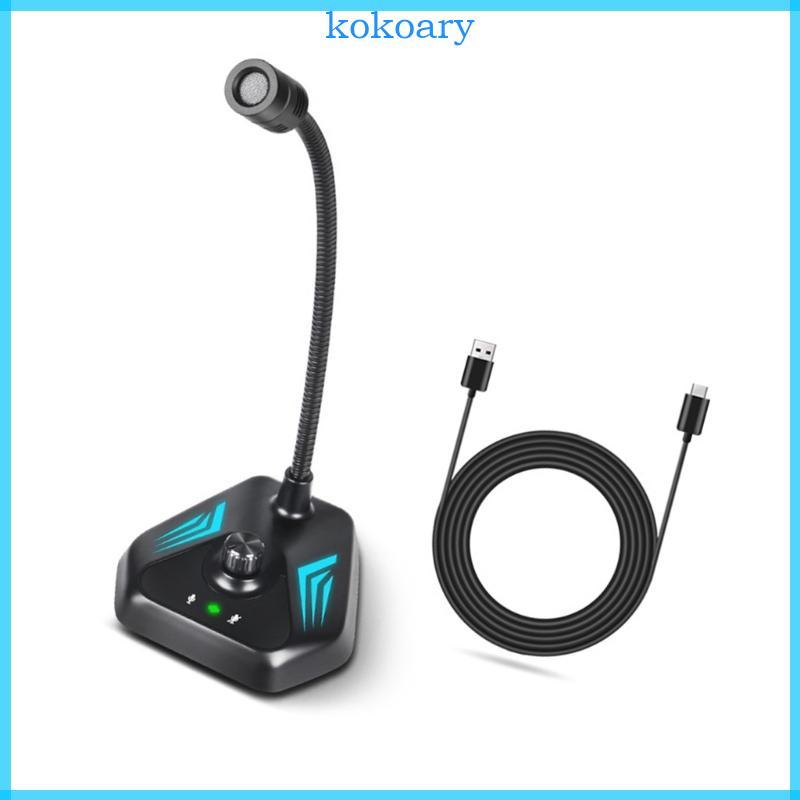 KOK Conference Gaming USB Condenser Mic Featuring Illuminating Lights เสียงใส