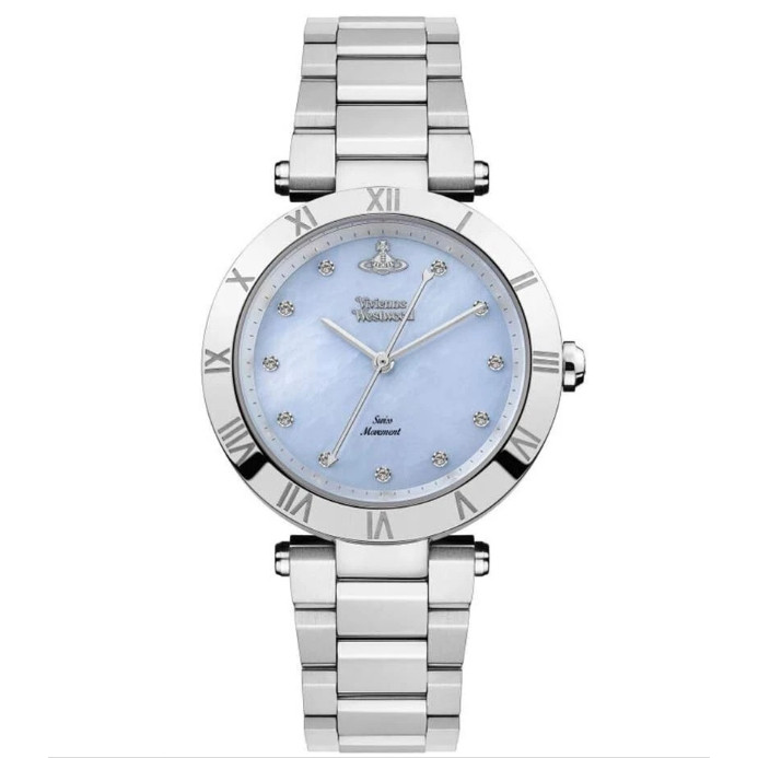Vivienne Westwood VV206BLSL Watch Women's Silver Blue Shell Crystal Bracelet
