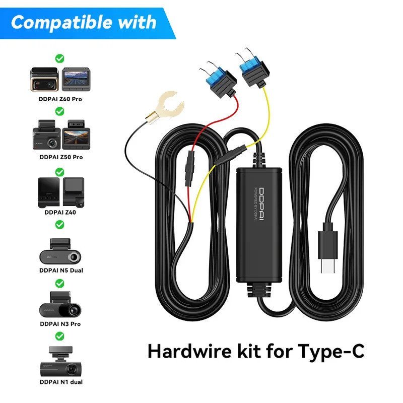 DDPAI Dashcam Hardwire Kit สําหรับ 24H ที่จอดรถ Monitor ใช้งานร่วมกับ N1/N3 Pro/N5/Z40/Z50 3LHF