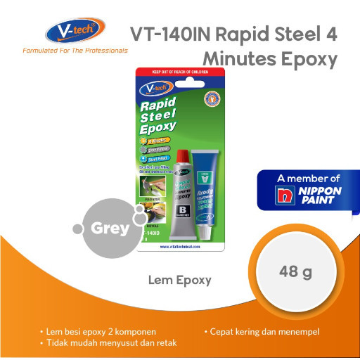 EPOXY VT-140IN RAPID STEEL 4 MINUTES EPOXY 48g สี NIPPON