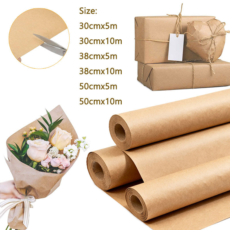5/10M  Brown Kraft Paper Roll For Gift Wrapping Moving Packing Art Craft Gift Wrapping Paper Packing