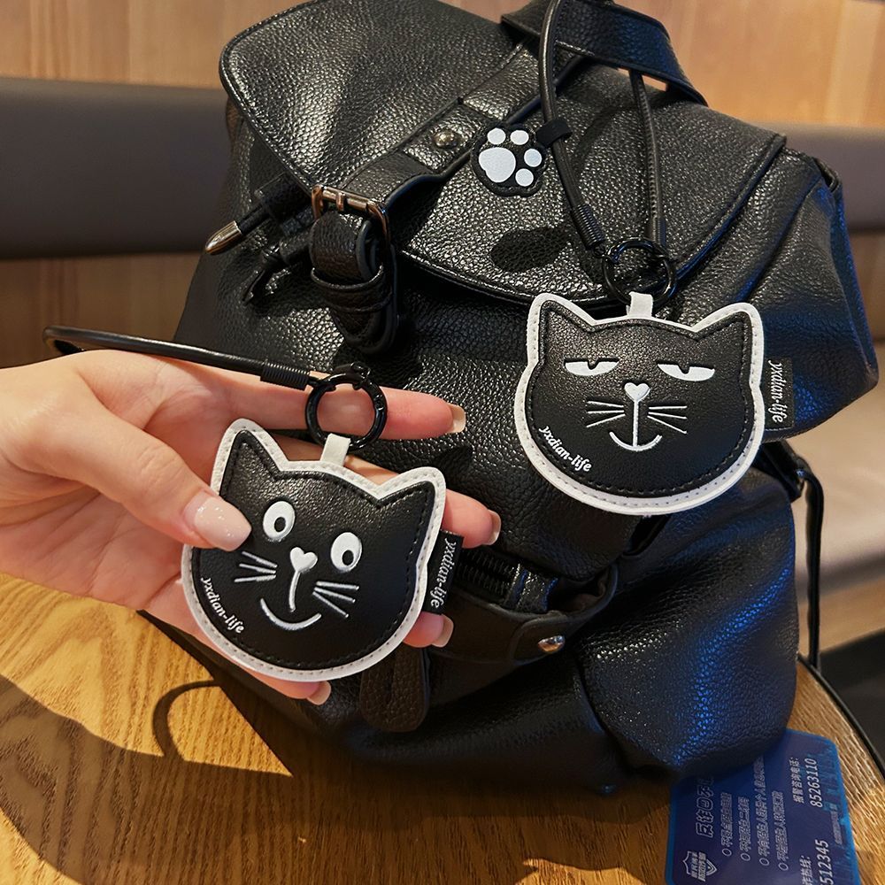 น่ารักสายหนัง PU พวงกุญแจแมวน่ารัก Emoji Kitty Paw พวงกุญแจกระเป๋าเป้สะพายหลัง Charm Friends ของขวัญ