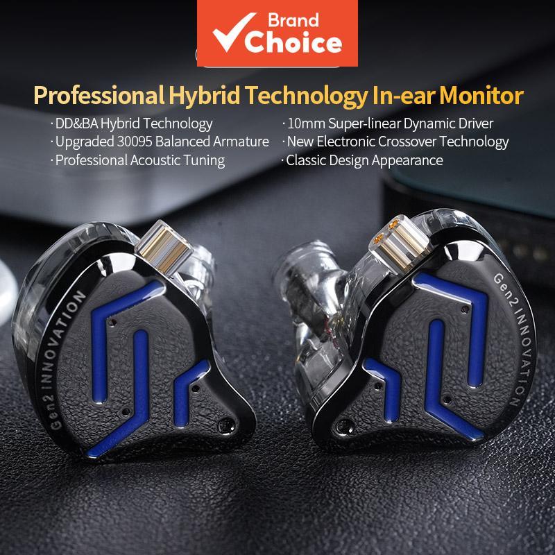 KZ ZSN PRO 2 หูฟังอินเอียร์แบบไฮบริด 1BA+1DD, หูฟัง HiFi มีสายถอดได้ พร้อมสายชุบเงินหัวพิน 0.75 มม. 