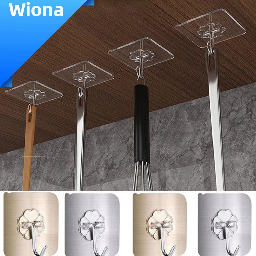 WIONA 1/3 ชิ้นไม่มีรอยต่อตะขอแขวน,อเนกประสงค์ Punch-free Self-กาวตะขอ,โปร่งใสHeavy Load Strong Wallป