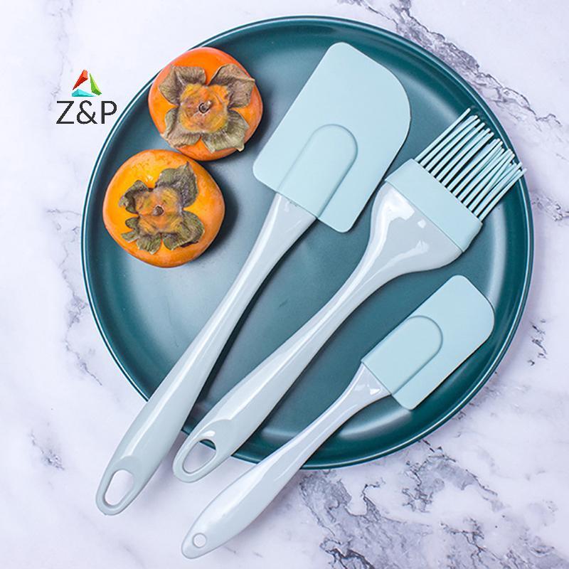 Z&P 3 ชิ้น/เซ็ตซิลิโคน Scraper ความคิดสร้างสรรค์เบเกอรี่เครื่องมือ DIY ขนมปังเค้กเนยครีมไม้พายแปรงน้