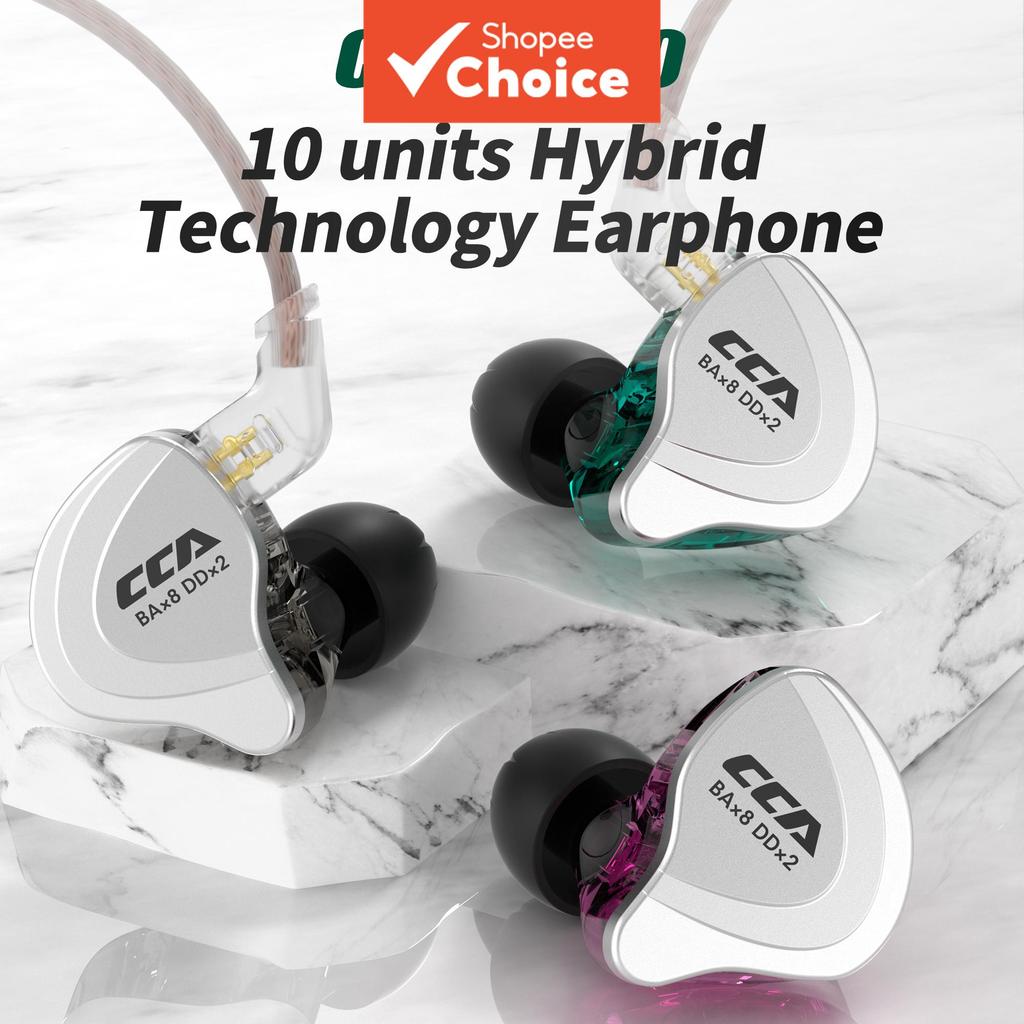 หูฟังชนิดใส่ในหูแบบมอนิเตอร์ CCA C10 มีไดร์เวอร์ 10 ตัว หูฟังมีสาย หูฟังชนิดใส่ในหูแบบมอนิเตอร์ 4BA+
