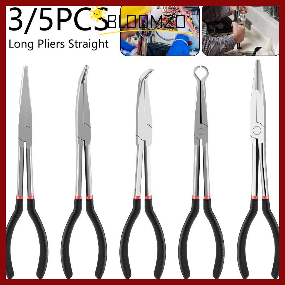 in stockBLOOMZO คีมตรง, ด้ามยาว 235/45/90 องศา Bent คีมจมูกยาว, มัลติฟังก์ชั่นเหล็กคาร์บอนลื่นเครื่องมือซ่อมรถยนต์เครื่องมือมือ