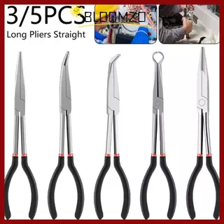 in stockBLOOMZO คีมตรง, ด้ามยาว 235/45/90 องศา Bent คีมจมูกยาว, มัลติฟังก์ชั่นเหล็กคาร์บอนลื่นเครื่องมือซ่อมรถยนต์เครื่องมือมือ