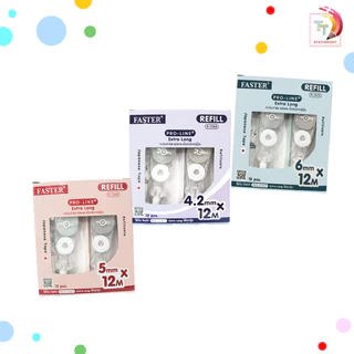 Faster (ฟาสเตอร์) ไส้เทปลบคำผิด เทปลบ รุ่น PRO-LINE / PRO-LINE + EXTRA LONG ไส้รีฟิล ( 12 ชิ้น / กล่อง )