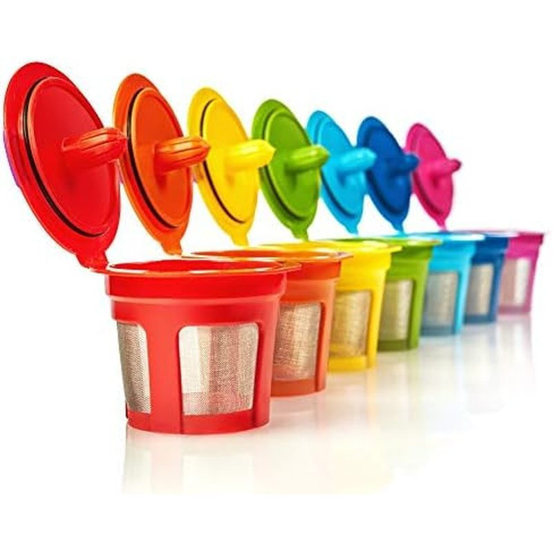 7 แพ็คถ้วย K แบบใช้ซ้ําได้สําหรับเครื่องชงกาแฟ Keurig – ฝักกาแฟรีฟิลปลอดสาร BPA, 7 สี – เข้ากันได้กั