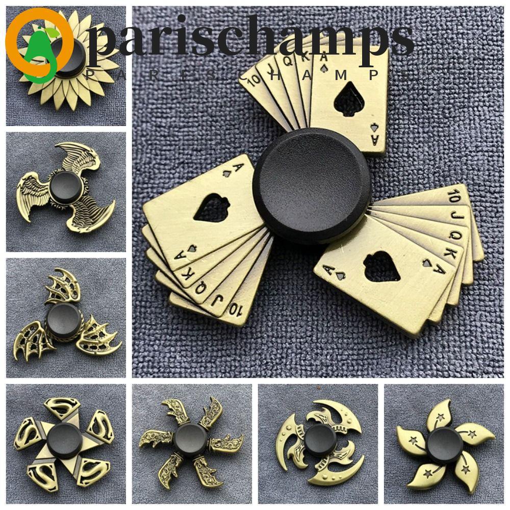 PARISCHAMPS Finger Spinner, สีทองเหลือง ADHD ความวิตกกังวล Fidget Spinner, Hand Spinner Cool โลหะภาย
