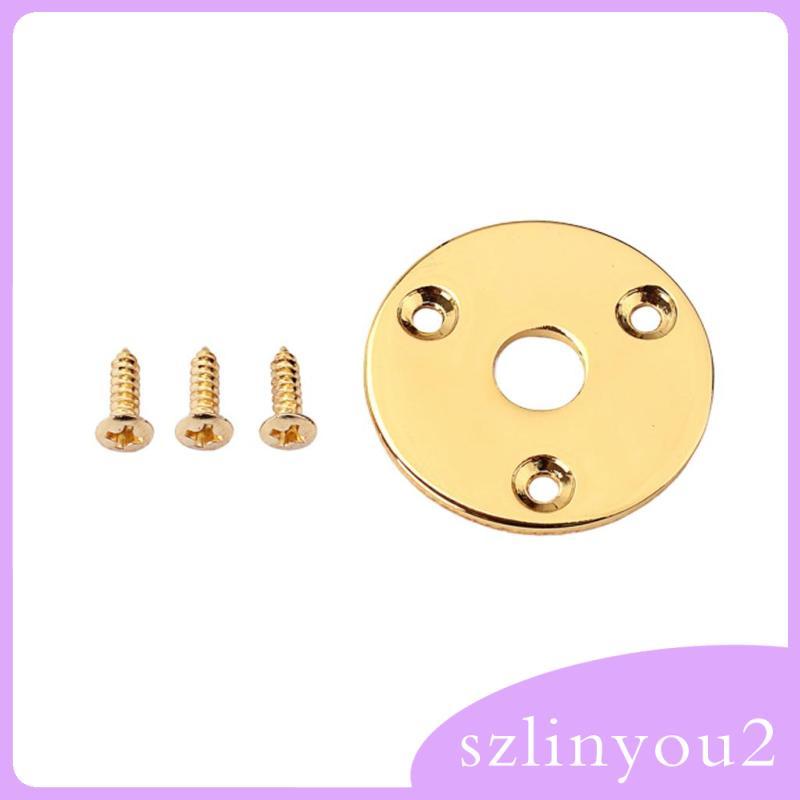[szlinyou2] 2xMetal Round Jack Plate Guitar Output Jack Plug Socket for Guitar Bass Golden