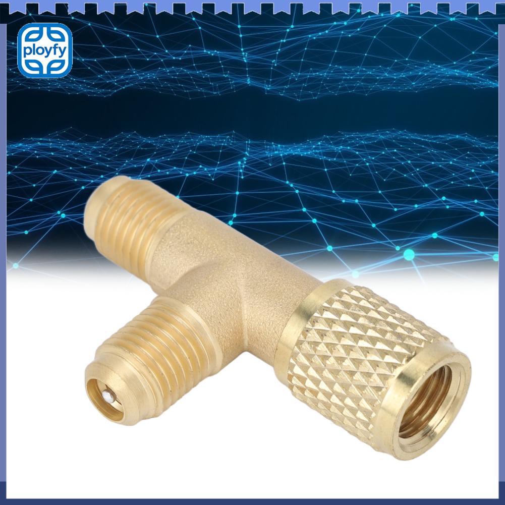 ployfy Quick Coupler Access Tee ทองเหลือง 1/4in อินเทอร์เฟซ SAE โครงสร้างแข็งแรงทนทานอะแดปเตอร์วาล์วเปลี่ยนแกนสำหรับ R22 R12 R134 หรือเครื่องวัดสูญญากาศ