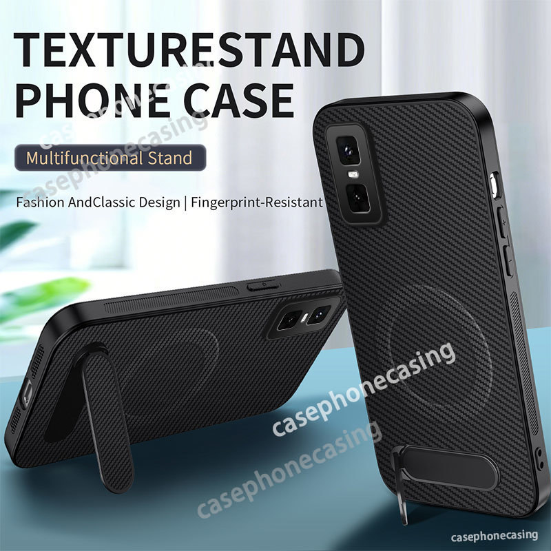 เคสโทรศัพท์สําหรับ Infinix GT 30 20 Pro GT30Pro 4G 5G 2026 ปลอกคาร์บอนไฟเบอร์ผู้ถือวงเล็บแม่เหล็กคาร์บอนไฟเบอร์กันกระแทกป้องกันปกหลัง