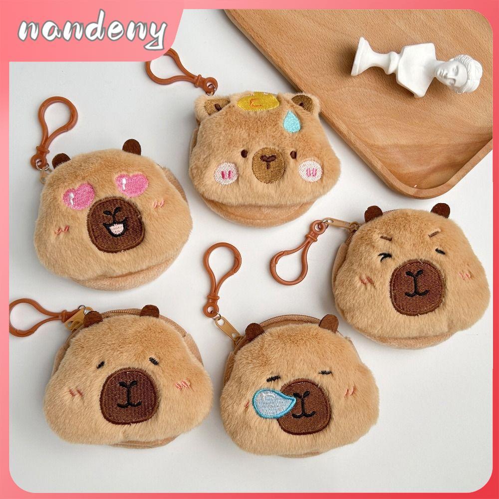 NANDENY Capybara กระเป๋าใส่เหรียญตุ๊กตาอะนิเมะ, Kawaii การ์ตูนกระเป๋าใส่เหรียญขนาดเล็ก, Creative ตลกแฟชั่นน่ารักกระเป๋าหูฟัง