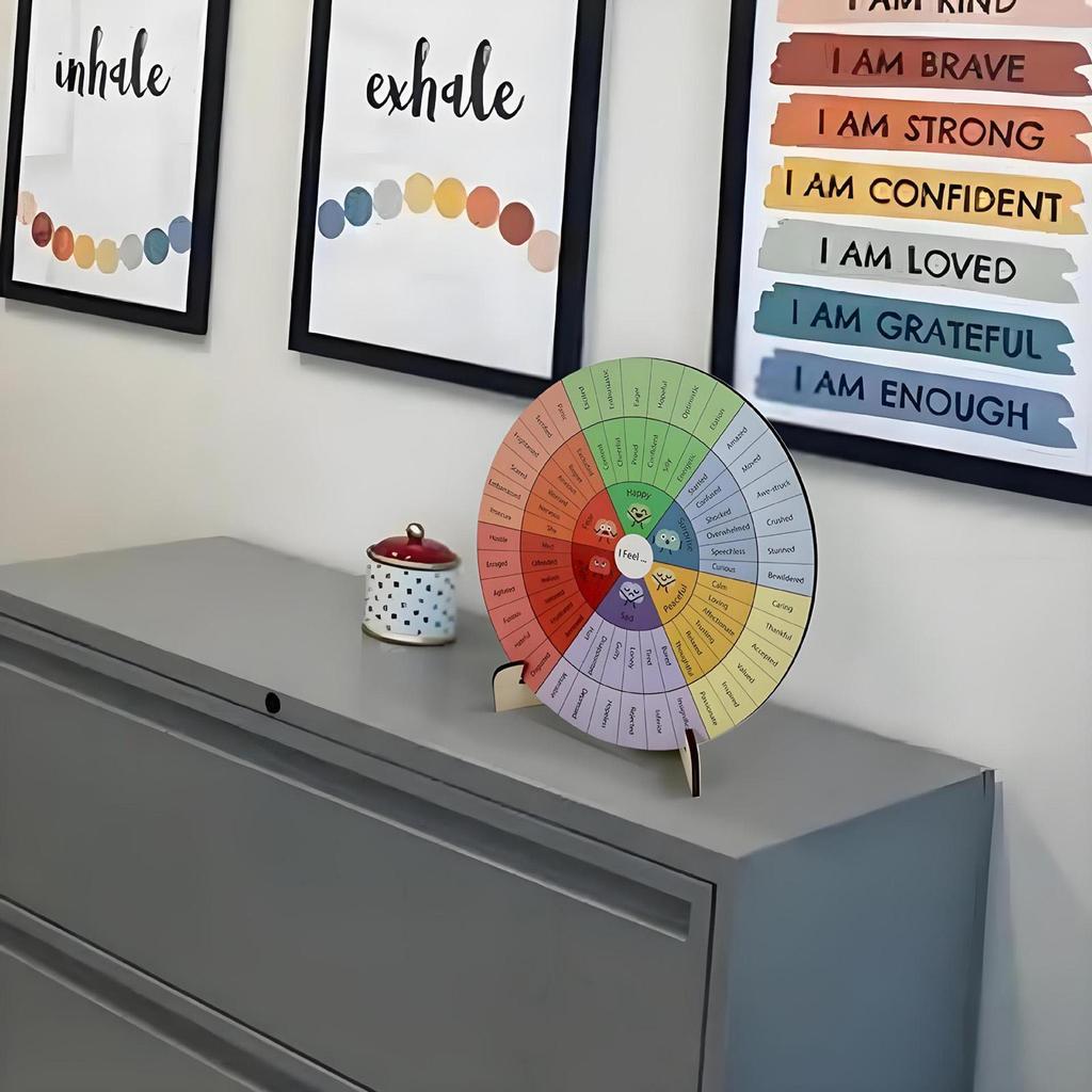 [arutoxalc] Feeling Wheel Round Table Ornament Decor 15 cm Office Desk Decor Feeling Wheel Chart สํา