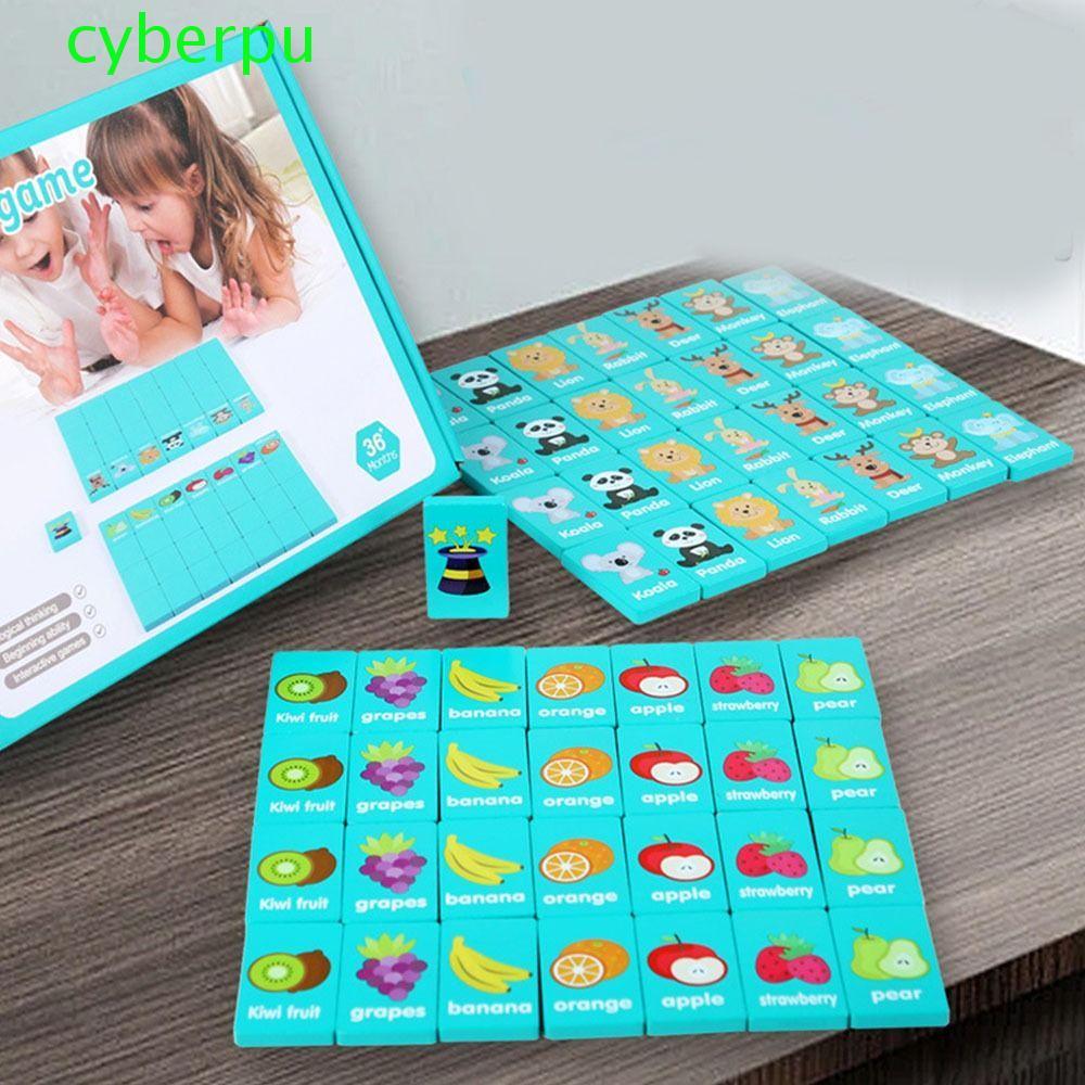 CYBERPULSE Memory Solitaire Matching Mahjong Game, Wooden Early Educational Family Board Game, Inter