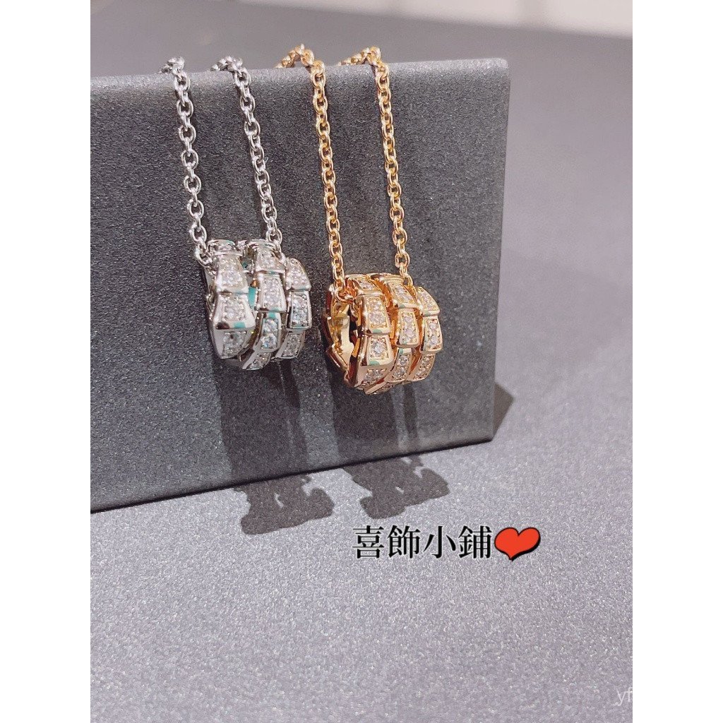 [ยิงจริง] Seiko 925 Sterling Silver Double Diamond Snake Necklace Short Women PH9I