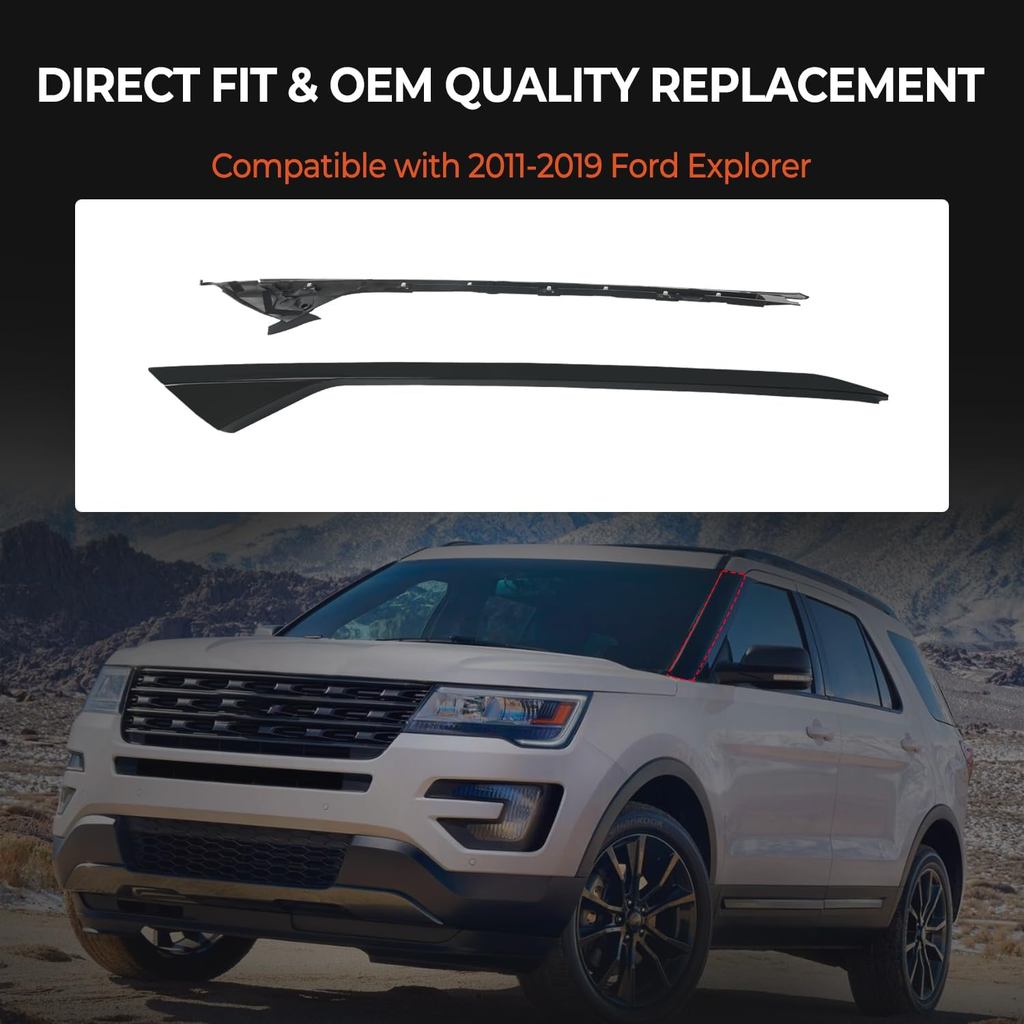 A-Pillar Moulding Trim Kit ใช้งานร่วมกับ 2011-2019 Ford Explorer ด้านซ้ายด้านนอกและด้านในกระจก Mould