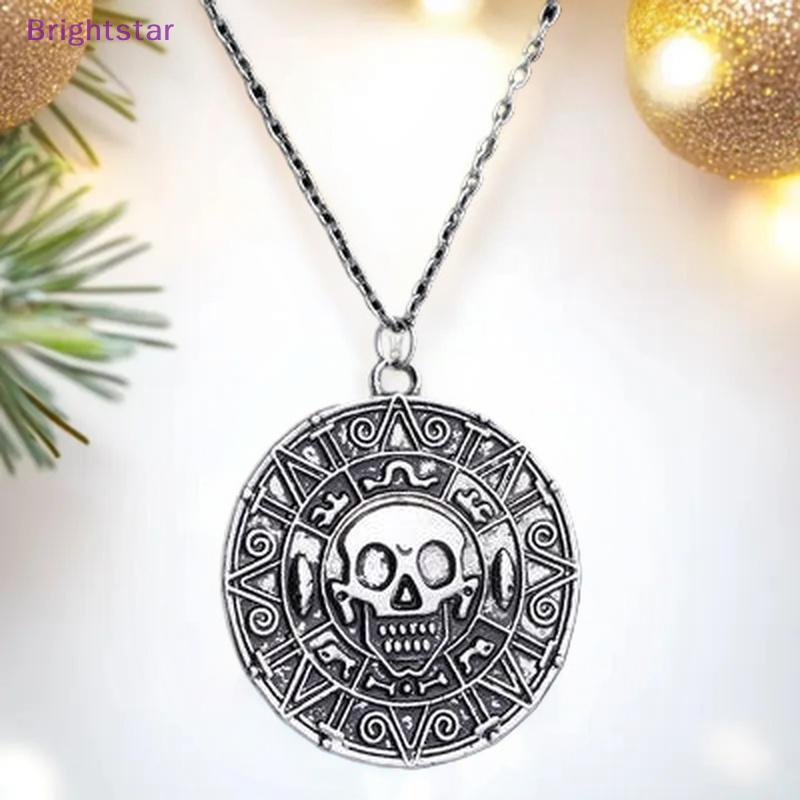 Brightstar Pirates Of The Caribbean Aztec Gold Color สร้อยคอเหรียญ Retro จี้ Punk Hip Hop สร้อยคอใหม