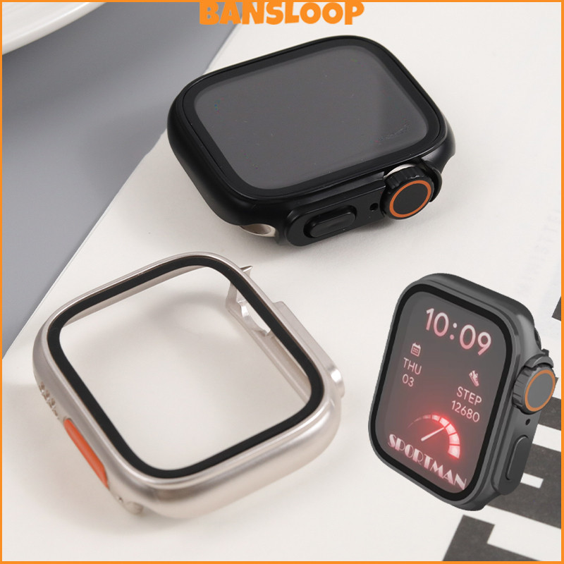 กระจกนิรภัยครอบคลุมกรณีพีซีเต็ม for IWatch Apple Watch 46ม Ultra 3 2 Series 11 10 9 8 7 6 5 SE 3 2 1 45 44 42 41 40 38มม