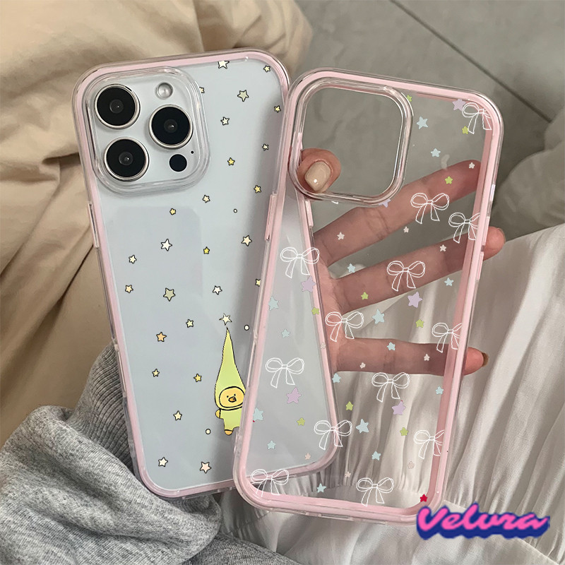 โค้งคำนับ เคสไอโฟน สำหรับ IPhone 15 11 13 7Plus 12 16 14 Pro Max สัตว์น่ารักและดาว 16 7 8 Plus เคสโทรศัพท์สองในหนึ่ง