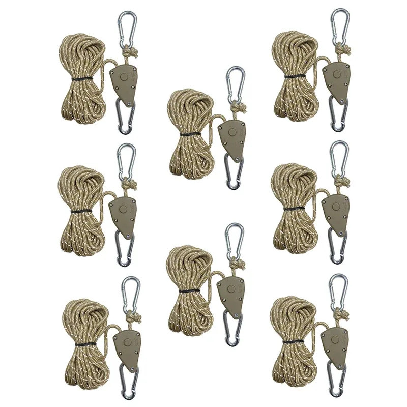 4/8 Pieces 4M Reflective Camping Tent Rope Tie Down Fastener Fixed Buckle Pulley Tensioner Ratchet H