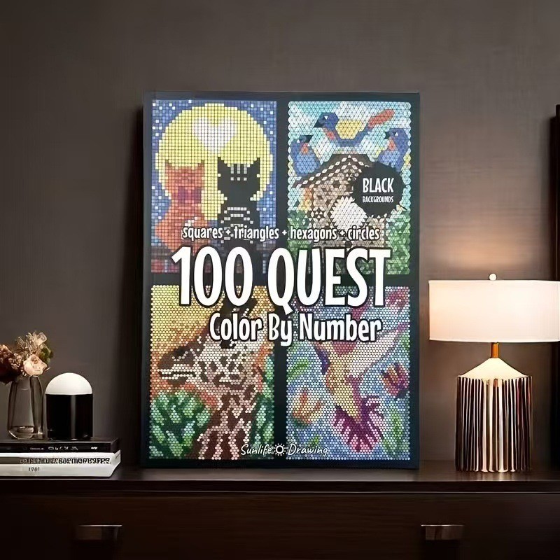 100 QUEST Color By Number Adult Number Coloring Exploration Activity Book