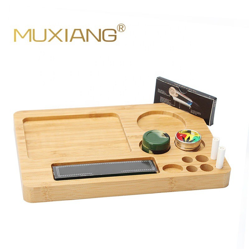 MUXIANG 竹制草卷กลิ้งถาด丝盘23*16 ซม.盘竹制具0113p