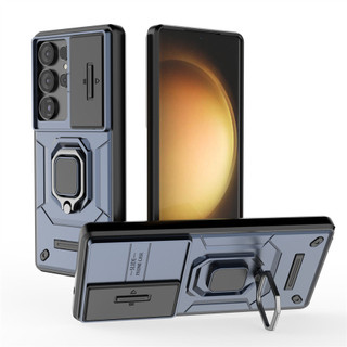 แม่เหล็กกันกระแทกเกราะเคสโทรศัพท์สําหรับ Samsung Galaxy S25 S24 FE S23 Ultra Plus สไลด์เลนส์ป้องกัน Kickstand ผู้ถือแหวนฝาครอบโทรศัพท์ปลอก