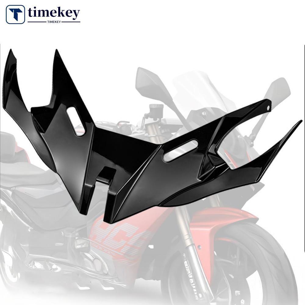 TIMEKEY รถจักรยานยนต์ Winglet Aerodynamic Wing Shark Fin Air Intake Wing ด้านหน้าสปอยเลอร์คาง & Wind