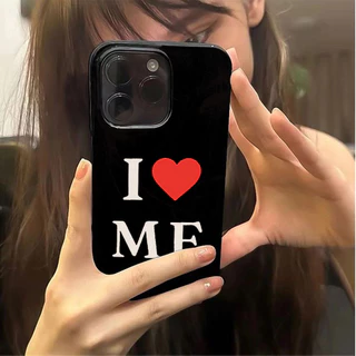 เคสไอโฟน16 เหมาะสำหรับ IPhone 15 11 13 16 12 14 17 Pro Max XR XS X Max 15 7 11 8 Plus 12MINI รัก เคสโทรศัพท์สีดำ เคส imd