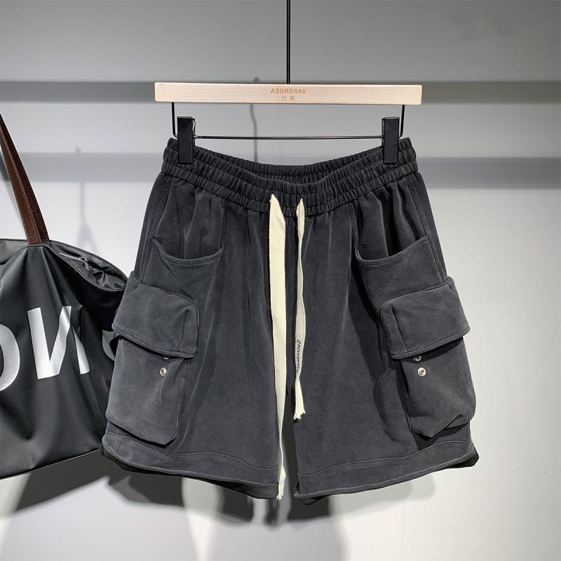 潮牌时尚立体大口袋工装短裤男夏大码300斤美式复古宽松五分裤1.14Trendy Fashion Three-Dimensional Large Pocket Cargo Shorts for Men