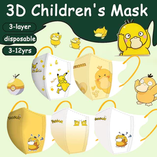 50 ชิ้น หน้ากากเด็ก 3D Winnie การ์ตูน Pikachu Pok é Mon Duck MASK (ปิดผนึกเดี่ยว) 3-12 Age Children Mask 3 ชั้น Disposable Protection 3D Duck Face Mask