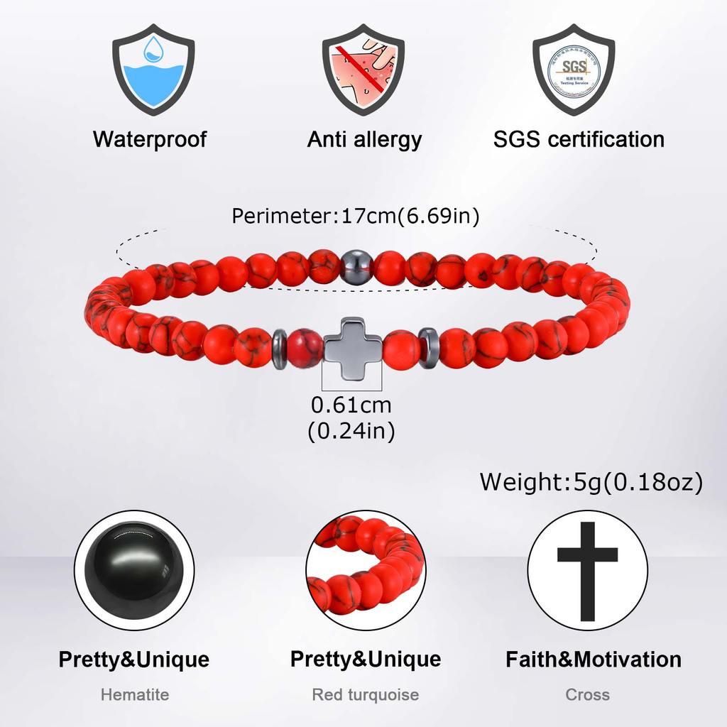 Vnox سوار خرز ملوّن — للجنسين — صورة 5