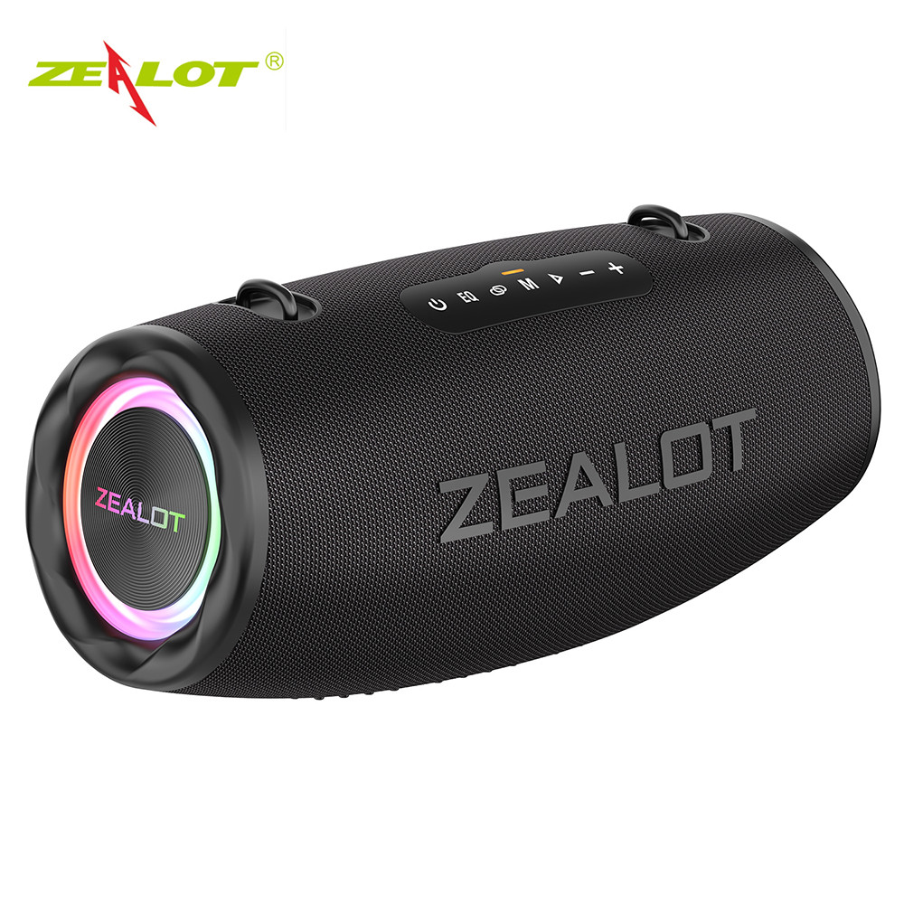 Tiigo-TH ZEALOT S87 BT ลำโพงไร้สายสเตอริโอ 80W Booming Sound ไฟ LED กันน้ำแบบพกพาสำหรับกลางแจ้ง Camp