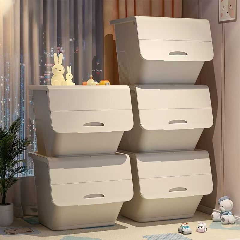 Organixo กล่องเก็บของ เปิดฝาหน้า อเนกประสงค์ ขนาดใหญ่ แข็งแรง มีล้อ วางซ้อนได้