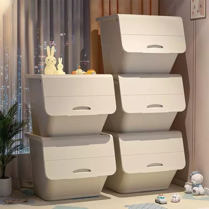 Organixo กล่องเก็บของ เปิดฝาหน้า อเนกประสงค์ ขนาดใหญ่ แข็งแรง มีล้อ วางซ้อนได้