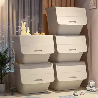 Organixo กล่องเก็บของ เปิดฝาหน้า อเนกประสงค์ ขนาดใหญ่ แข็งแรง มีล้อ วางซ้อนได้