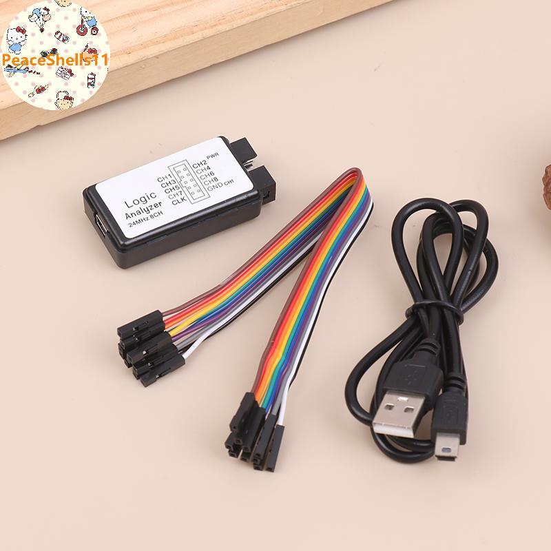PeaceShells USB Logic Analyzer 24MHz 8 ช่องหน่วยความจําอินพุต 24 M/วินาที Logic Analyzer Debugger สํ