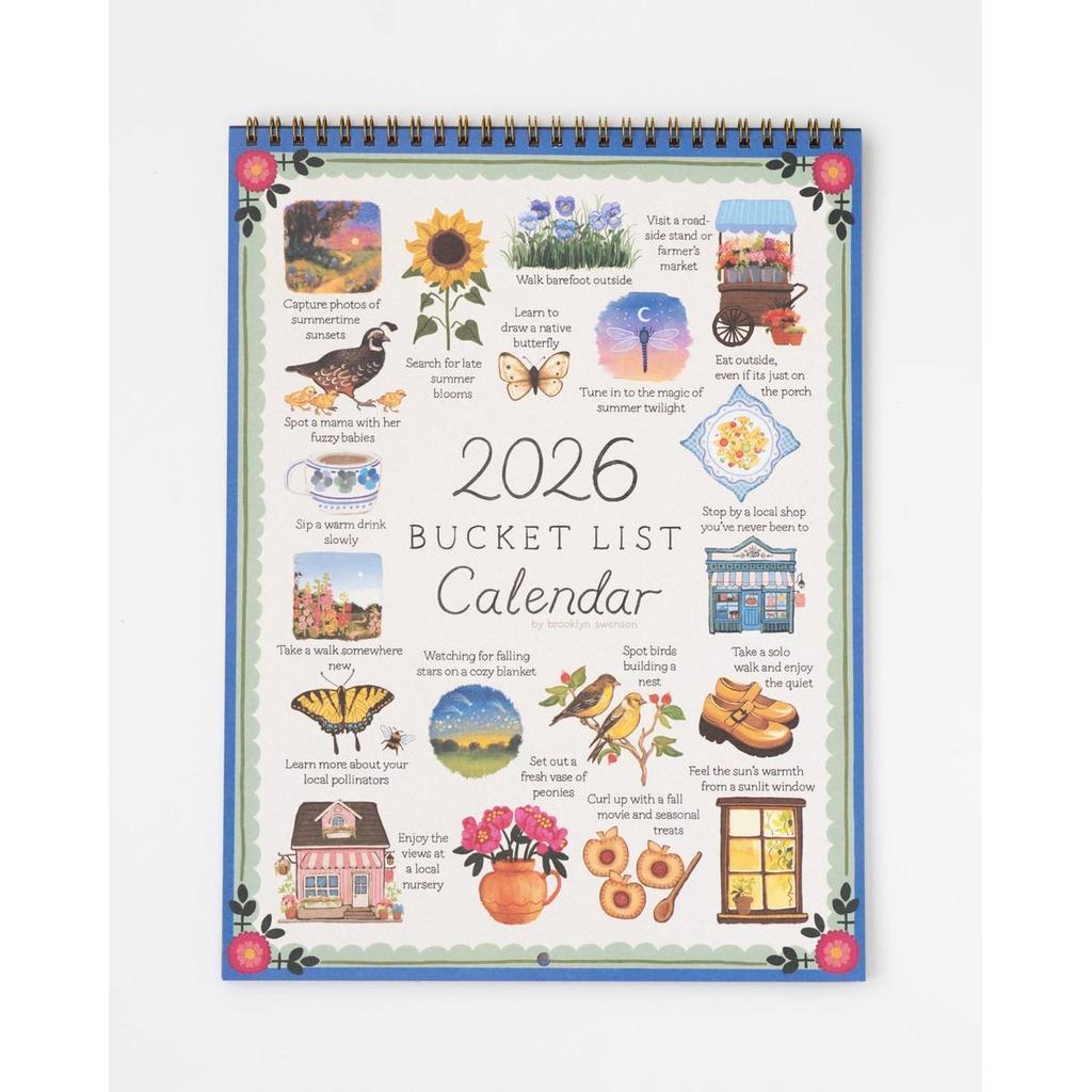 Brooklyn Swenson 2026 Bucket List ปฏิทินเกลียว Bound Art Planner โน้ตบุ๊ค 9x24 ที่ไม่เคลือบผิว Matte