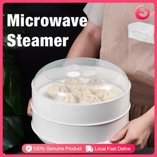 Multi-Layer Round Microwave Steamer Container With Lid - Easy Healthy Meal Prep Tool