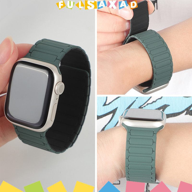 สายรัดยางแม่เหล็ก for Apple Watch Ultra/SE 3 2 IWatch Series 11 10 9 8 7 6 5 4 3 2 1 49 46 45 41 42 40 44 38 มม