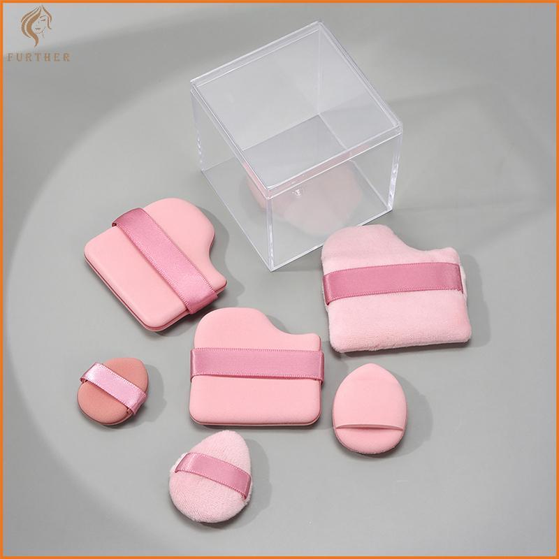 [FT] 6 ชิ้น/เซ็ตพัฟสีชมพู Thumb Puff คอนซีลเลอร์ Blusher แห้งและเปียกเครื่องมือแต่งหน้าผิวนุ่ม Floin