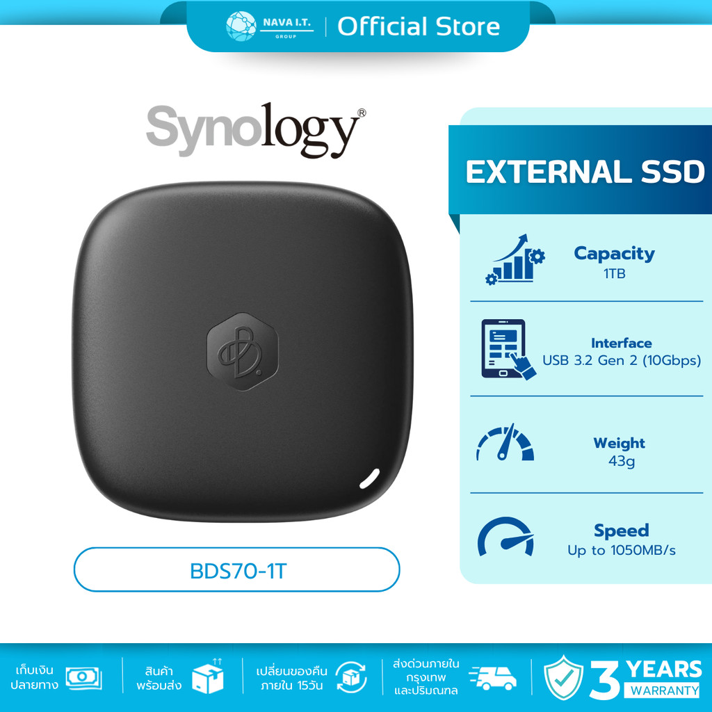 (มีส่งด่วน) SYNOLOGY BEEDRIVE BDS70-1T 1TB TYPE-C PERSONAL DATA KEEPER ประกัน 3 ปี