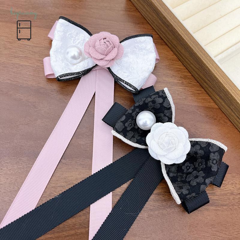 [BRN] Camellia ดอกไม้เข็มกลัด Pins สําหรับผู้หญิงผ้า Bow Tie JK สไตล์วิทยาลัยเสื้อคอ Pin เครื่องประด